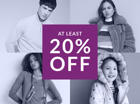 At least 20% off clothing & footwear